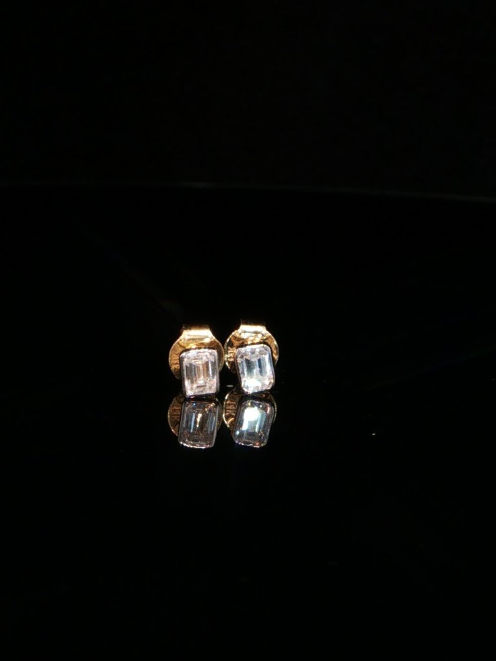 0.48 CTW Emerald-Cut Lab-Grown Diamond Bezel Stud Earrings - 14K Yellow Gold